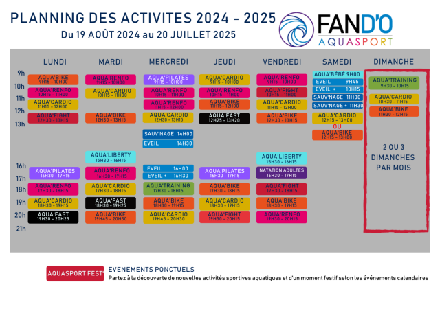 planning activites FAN D'O Carquefou 2024-2025